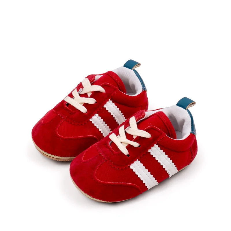 2 Striped soft soled baby girls shoes 0-18M