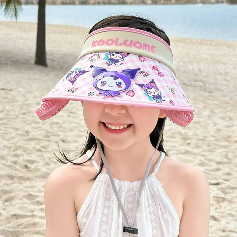 Sunscreen cooling hat with Two chargeable Fan