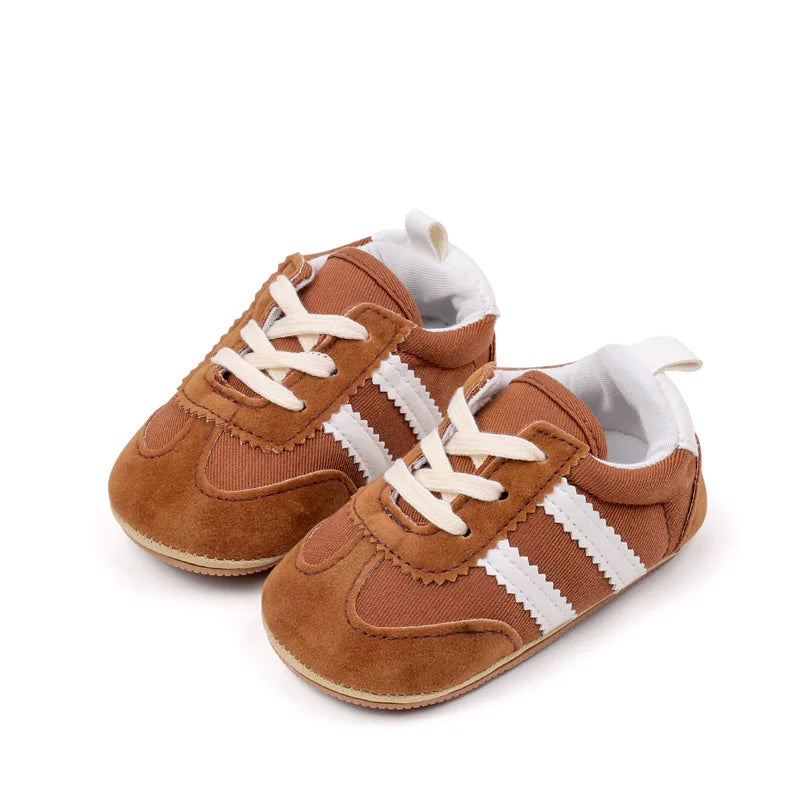 2 Striped soft soled baby girls shoes 0-18M