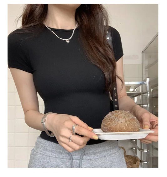 Crewneck Skinny T-shirt Summer