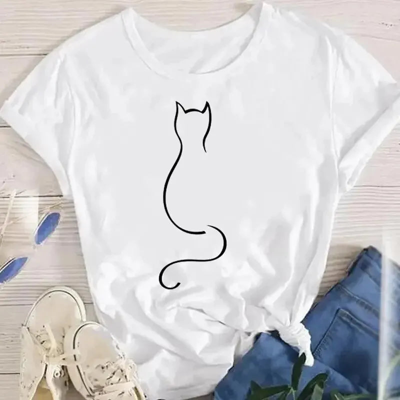 Funny Cat O Neck T-shirts
