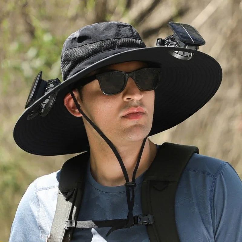UPF 50+ Wide Brim Solar Fan & Charging Hat