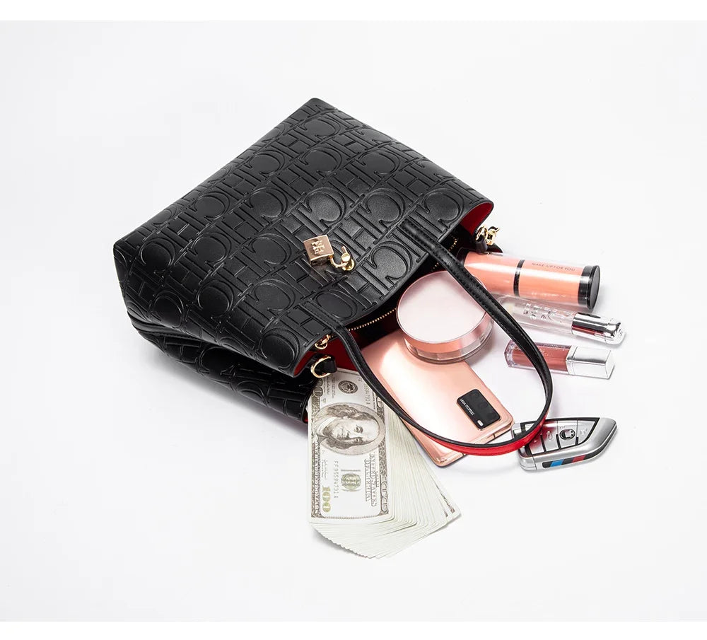 Embossed Leather Handbag