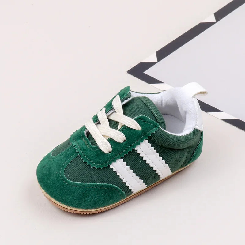 2 Striped soft soled baby girls shoes 0-18M