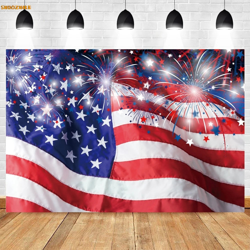 Flag and Balloon 4th Of July Day Photography