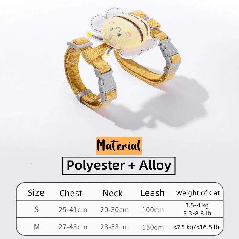 Cat Harness Cute Bee Style Pet Harnesses