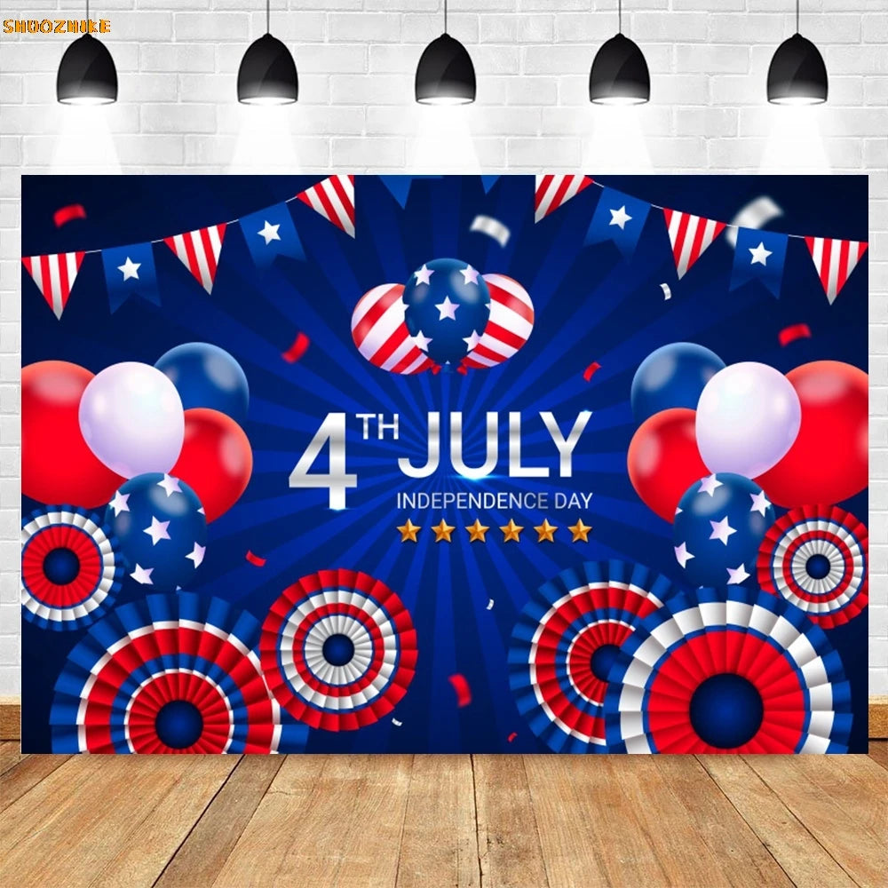 Flag and Balloon 4th Of July Day Photography
