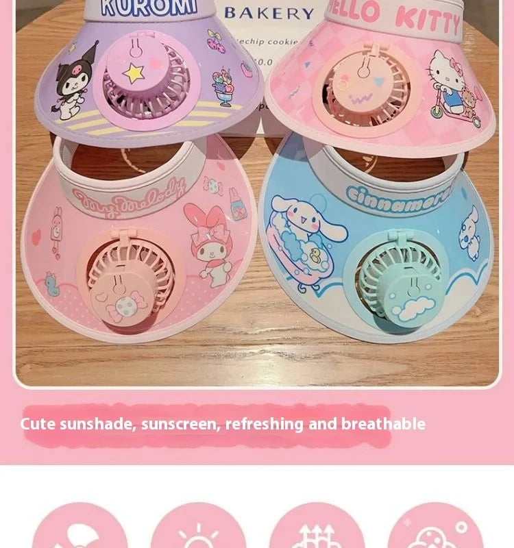 Kids Sun Protection Cooling Hat With chargeable Fan
