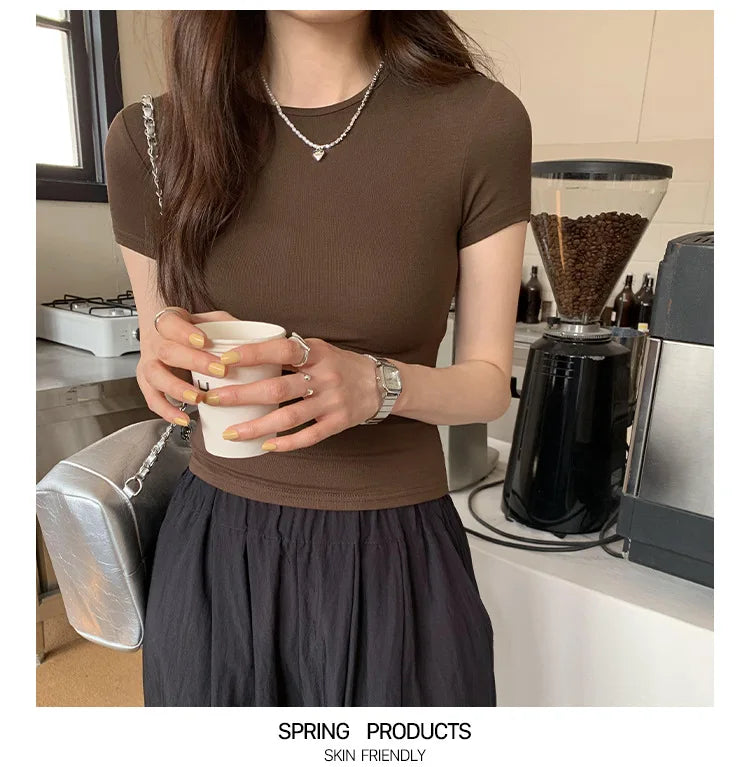 Crewneck Skinny T-shirt Summer