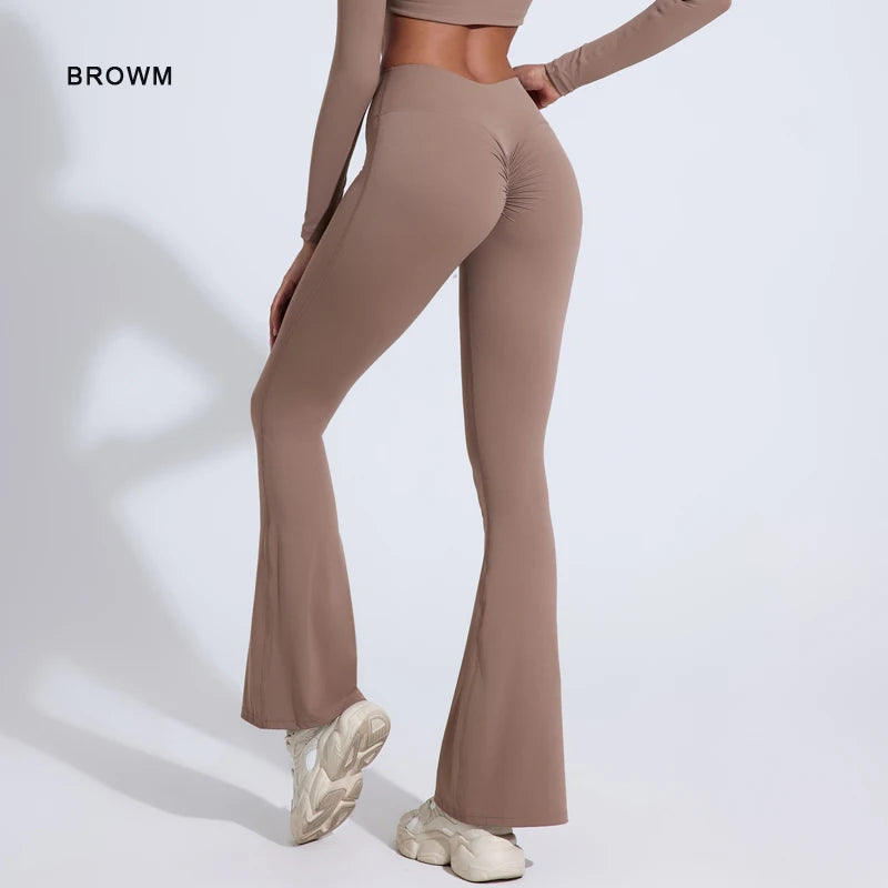 Peach flared yoga pants