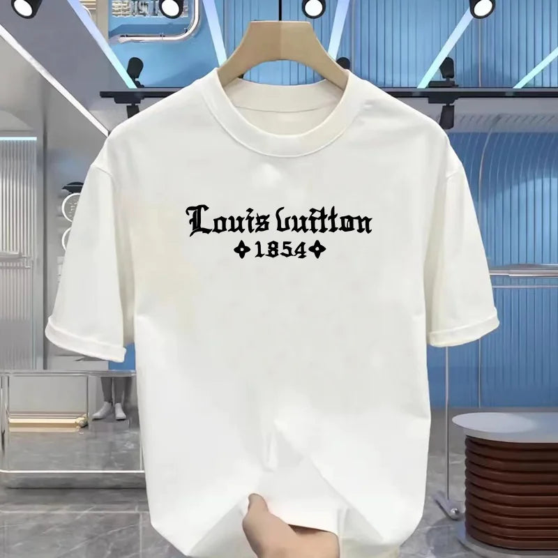 Summer Men's 100% Cotton Casual Funny Round Neck Short T-Shirt