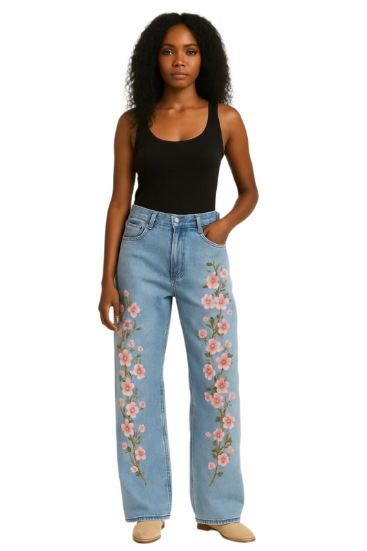 Cherry Blossom unisex Hip Hop  Jeans