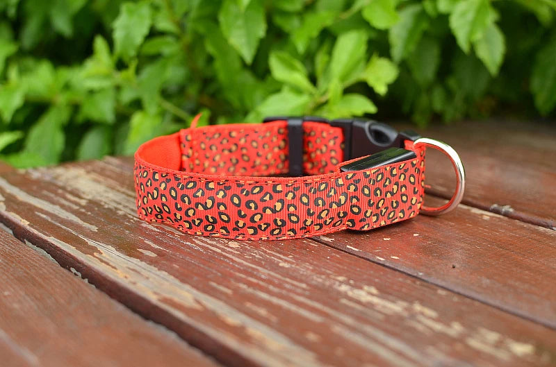 LED Leopard Print Glowing Dog Collar – Adjustable & Rechargeable
