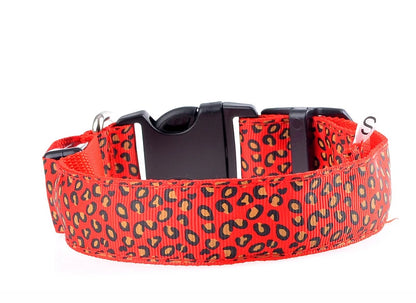 LED Leopard Print Glowing Dog Collar – Adjustable & Rechargeable