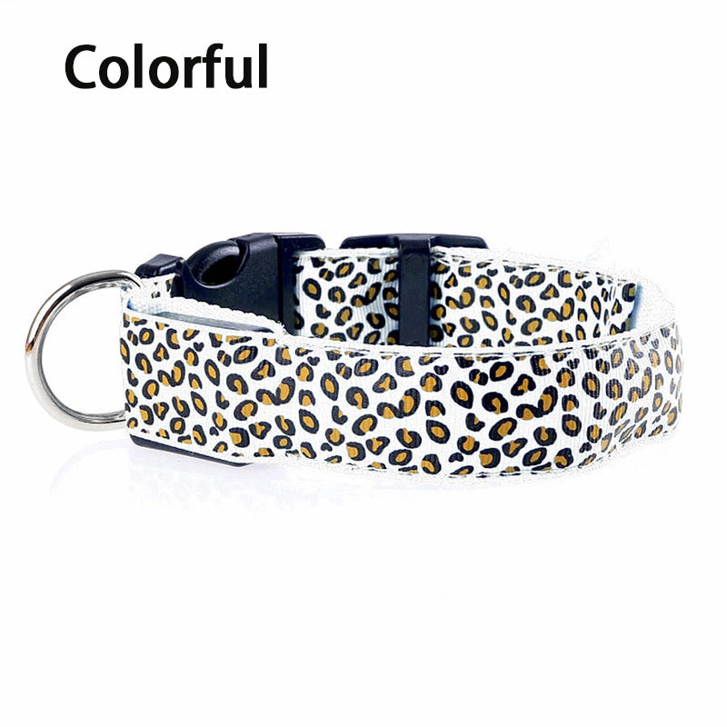 LED Leopard Print Glowing Dog Collar – Adjustable & Rechargeable