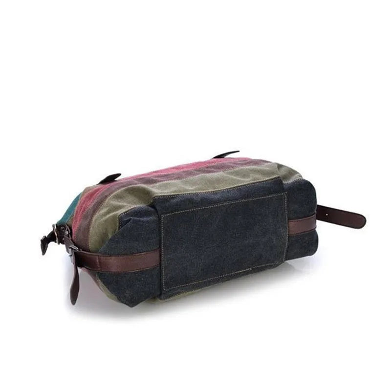 Striped Rainbow Canvas Tote Shoulder Bag