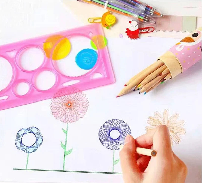 Geometry Spirograph Drawing Stencil Set  Kids Educational Toy