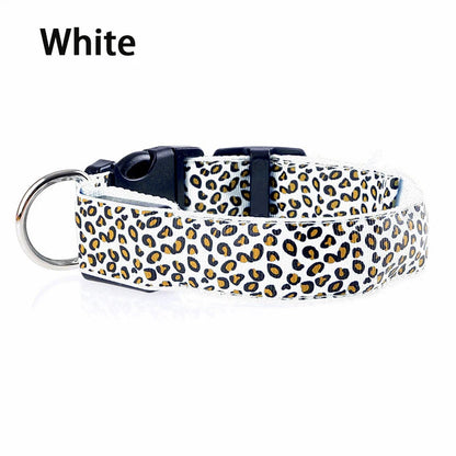 LED Leopard Print Glowing Dog Collar – Adjustable & Rechargeable