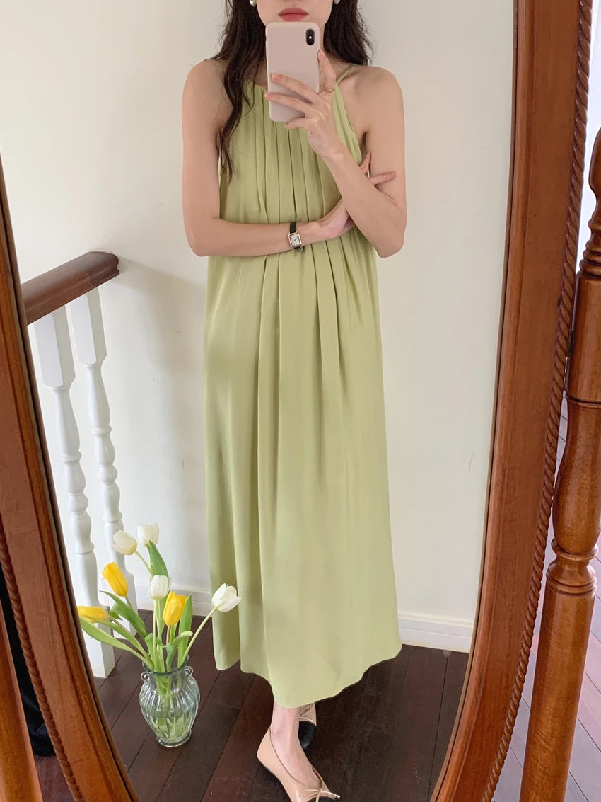 Seoul Elegance – Backless Slip Dress for Women
