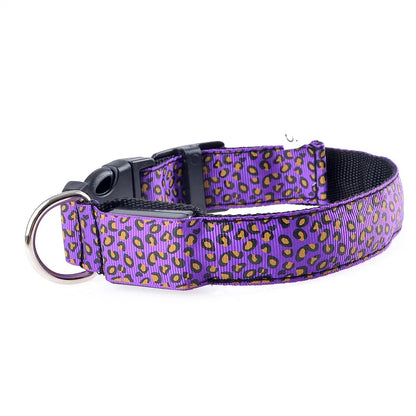 LED Leopard Print Glowing Dog Collar – Adjustable & Rechargeable