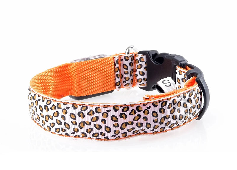 LED Leopard Print Glowing Dog Collar – Adjustable & Rechargeable