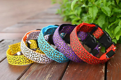 LED Leopard Print Glowing Dog Collar – Adjustable & Rechargeable