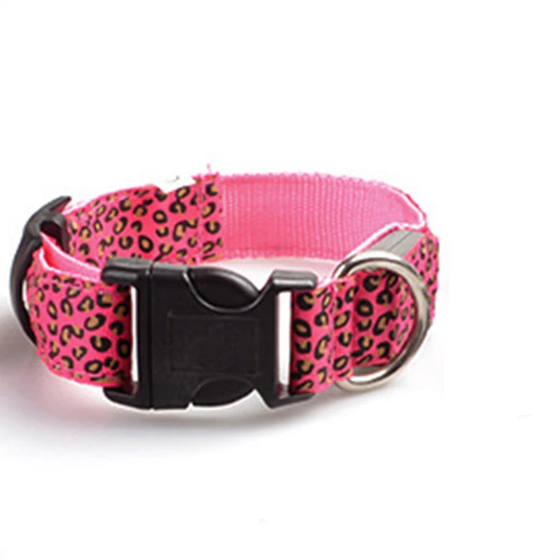 LED Leopard Print Glowing Dog Collar – Adjustable & Rechargeable
