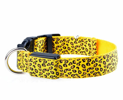 LED Leopard Print Glowing Dog Collar – Adjustable & Rechargeable