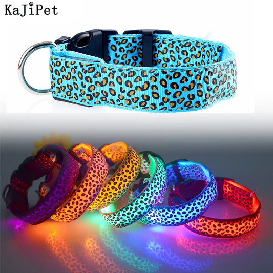 LED Leopard Print Glowing Dog Collar – Adjustable & Rechargeable
