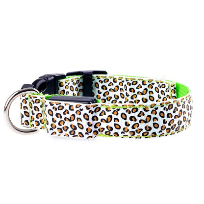 LED Leopard Print Glowing Dog Collar – Adjustable & Rechargeable
