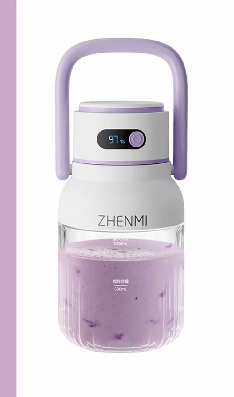 Portable Smoothie Blender 2-in-1 travel blender + bottle 1000ML USB Rechargeable Outdoor Mixing Cup
