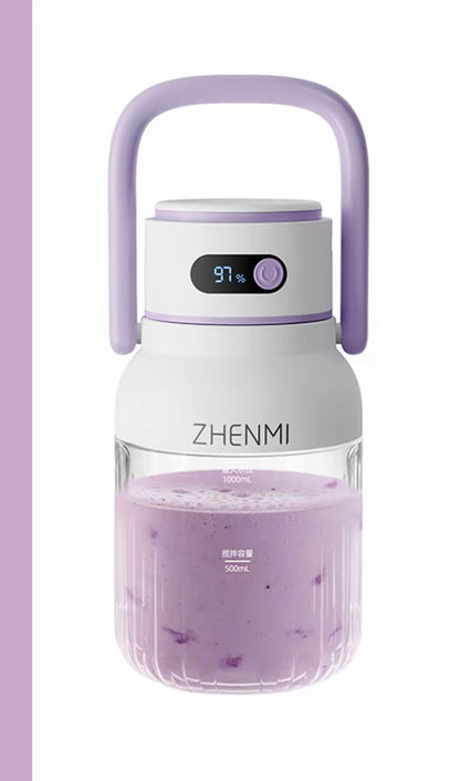 Portable Smoothie Blender 2-in-1 travel blender + bottle 1000ML USB Rechargeable Outdoor Mixing Cup