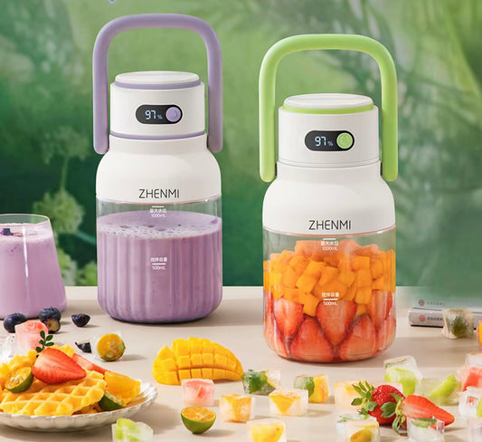 Portable Smoothie Blender 2-in-1 travel blender + bottle 1000ML USB Rechargeable Outdoor Mixing Cup