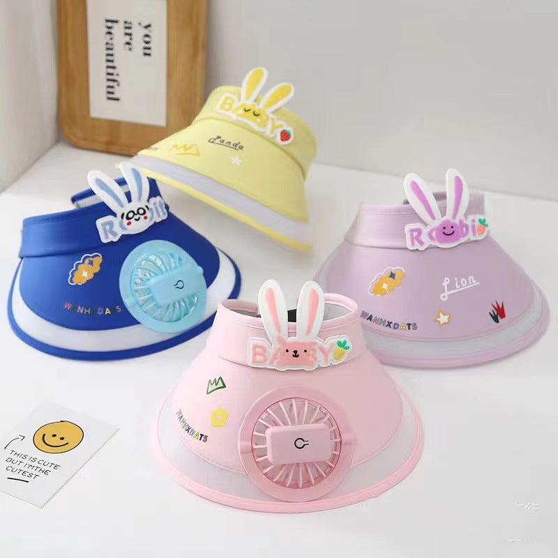 Rabbit Ear Empty Top Fan Hat USB Rechargeable