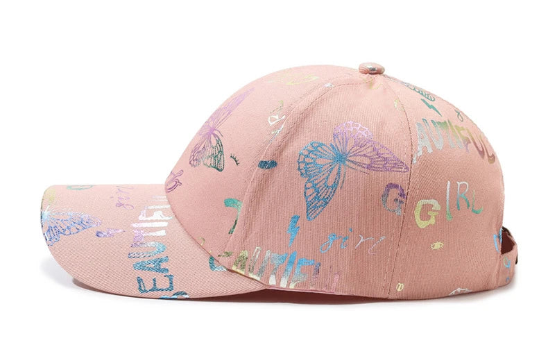 Female Male Sport Butterfly Smiling Face Letter Visors Cap