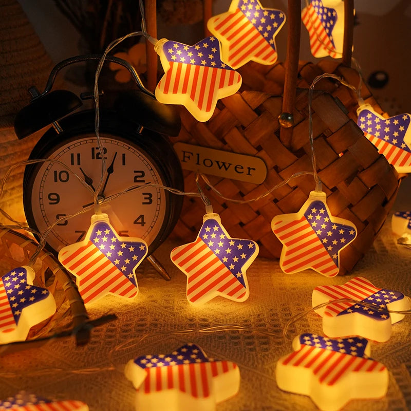 USA Flag Patriotic LED String Lights