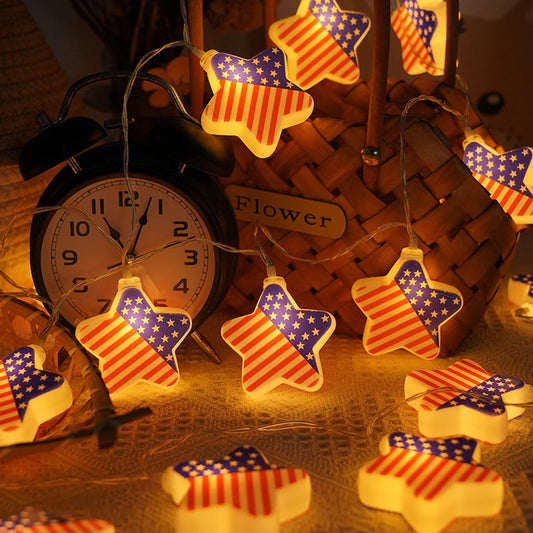 USA Flag Patriotic LED String Lights