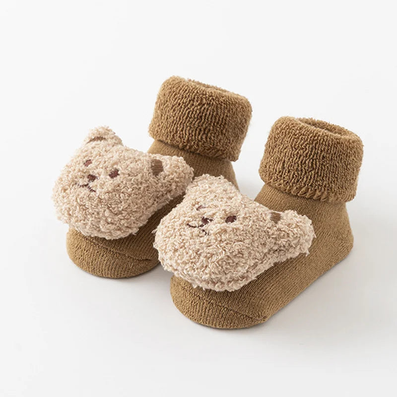 Cute Bear Baby Socks for Boys Girls Winter Soft Cotton