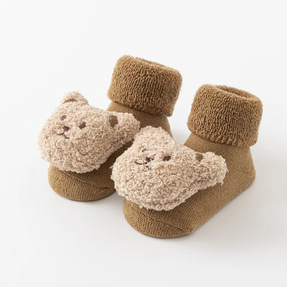 Cute Bear Baby Socks for Boys Girls Winter Soft Cotton