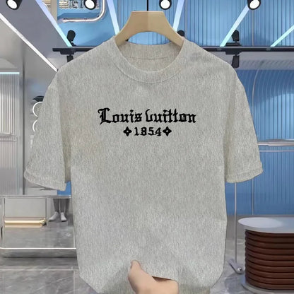 Summer Men's 100% Cotton Casual  Funny Round Neck Short  T-Shirt