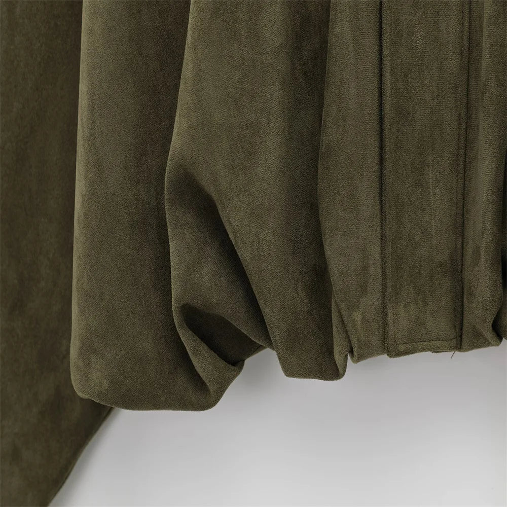 Faux Suede Loose Fit Stylish  Jacket