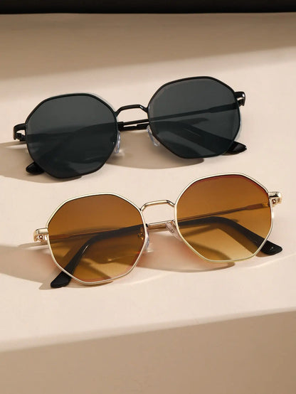 2 Pcs Metal Geometric Classical Sunglasses