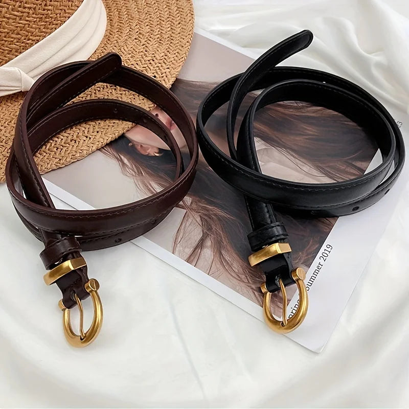 Vintage PU Leather Oval Buckle Belt