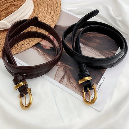 Vintage PU Leather Oval Buckle Belt