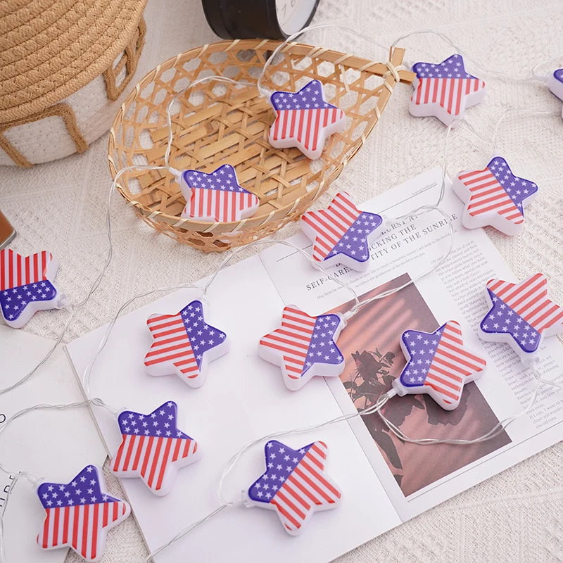USA Flag Patriotic LED String Lights