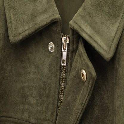 Faux Suede Loose Fit Stylish  Jacket