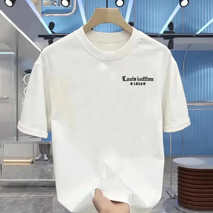 Summer Men's 100% Cotton Casual  Funny Round Neck Short  T-Shirt