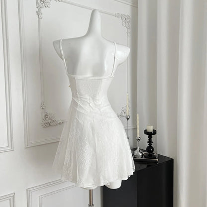 French Pearl – White Lace Fishtail Beach Dress