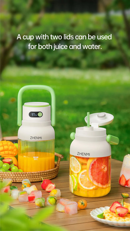 Portable Smoothie Blender 2-in-1 travel blender + bottle 1000ML USB Rechargeable Outdoor Mixing Cup