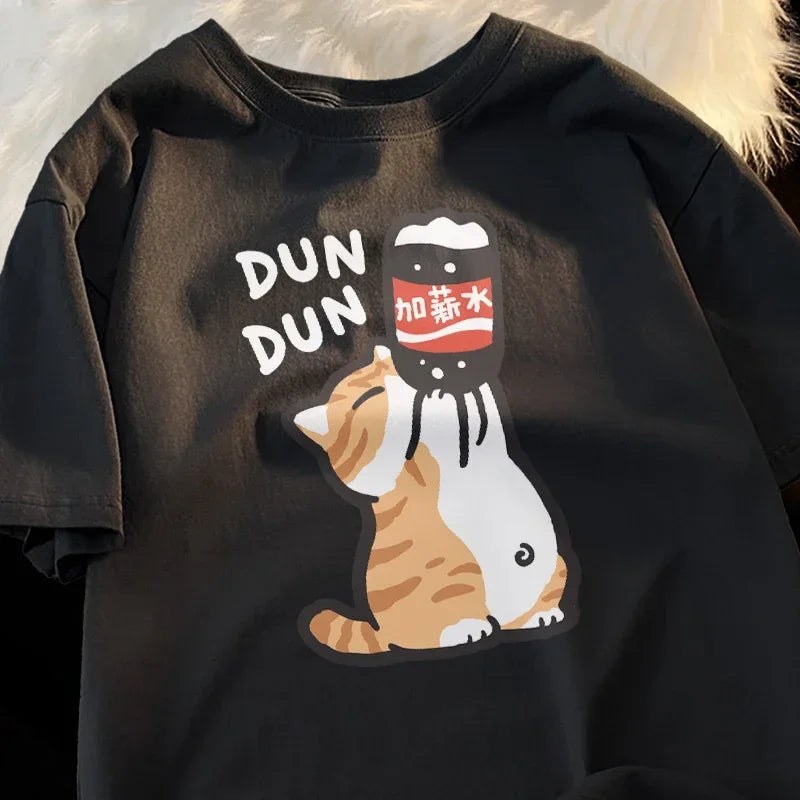 cartoon kitten print T-shirt